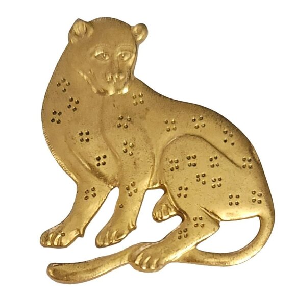 MMA Metropolitan Museum of Art Gold Tone Wild Cat, Leopard Brooch, Signed - Picture 6 of 7